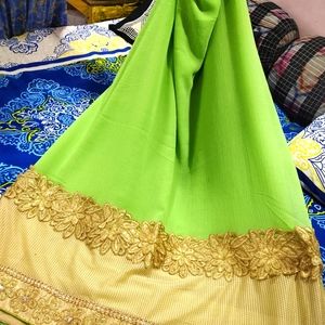 Light green chiffon saree